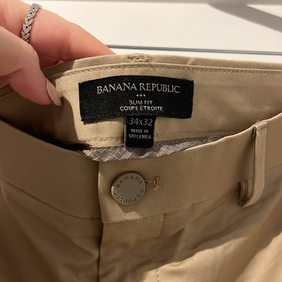 Banana Republic Men Slim Fit Beige Chino Pants Size 34x32 - Picture 3 of 8